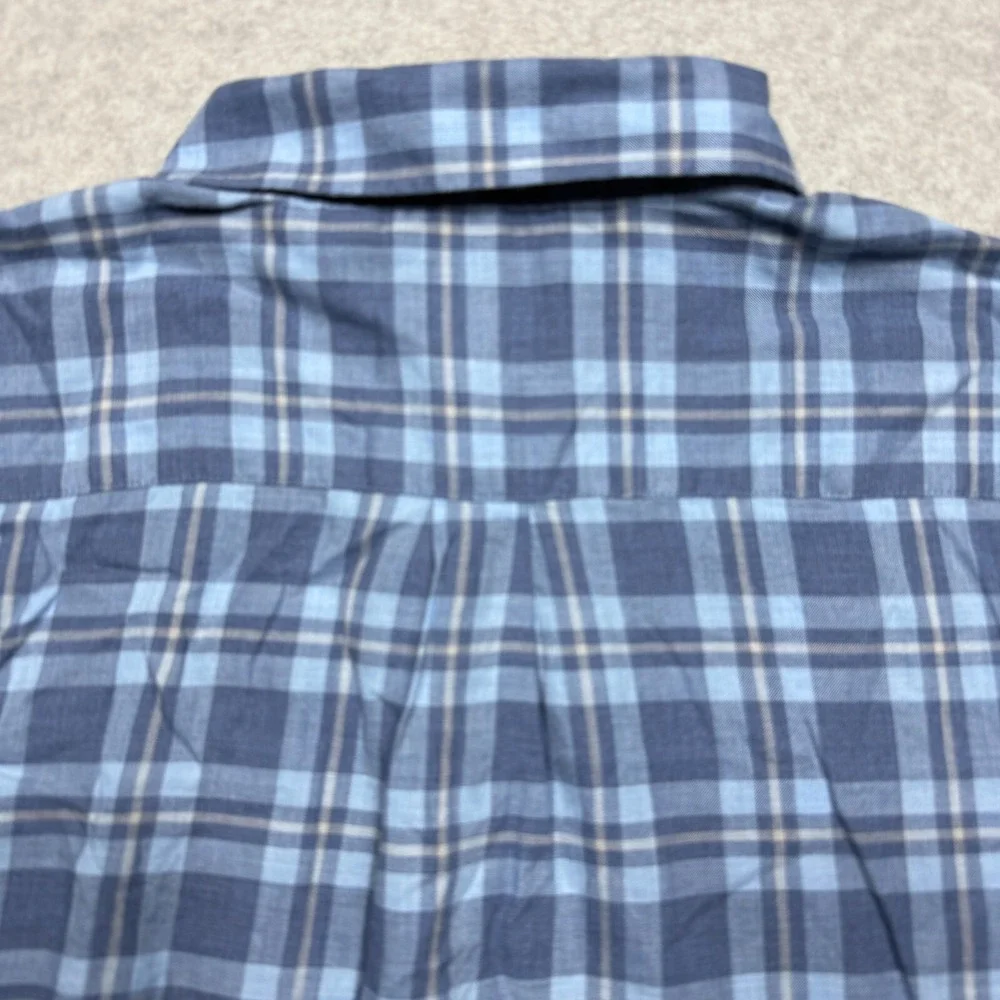 Peter Millar Shirt Mens XXL Blue Plaid Crown Long Sleeve‎ Casual Button Up